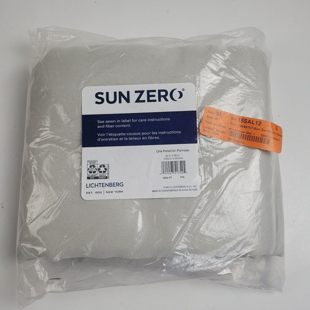 NEW Sun Zero 40 x 95 Tab top One curtain panel ''Pearl #CT25